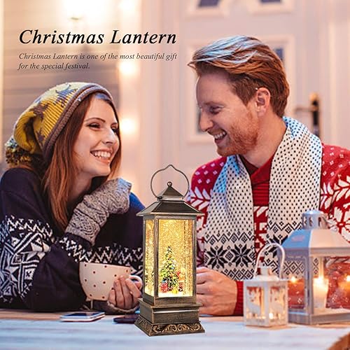 Miniatura 43 de Globo de nieve de Navidad, linterna de Navidad para decoración de habitación en interiores, linterna de agua brillante alimentada por USB/pilas,