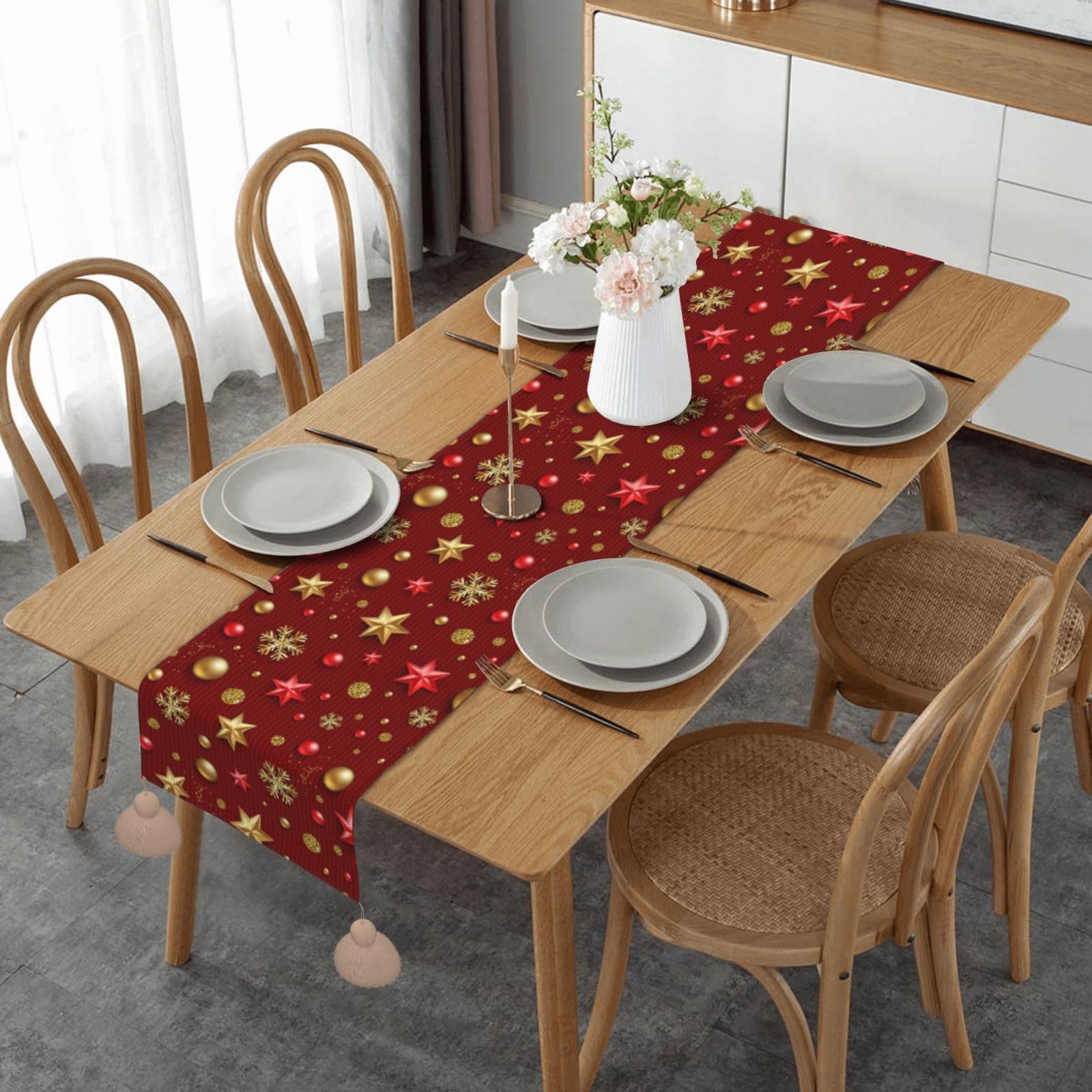 Chemin de table cuisine antidérapant contre les taches et la chaleur des plats de fête
