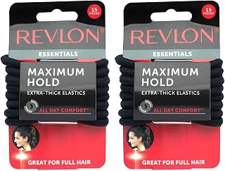 REVLON Extra Thick Black Hair Elastics, (Pack of 30)