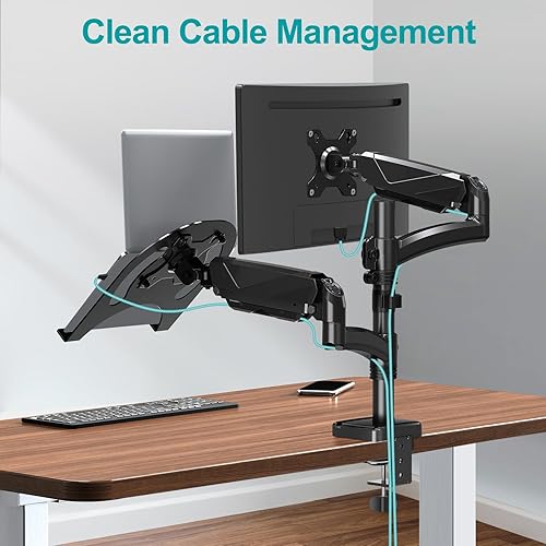 Miniatura 7 de MOUNT PRO Soporte para monitor y laptop para laptop de 17 pulgadas y pantallas de computadora de 32 pulgadas, soporte doble para laptop y monitor,