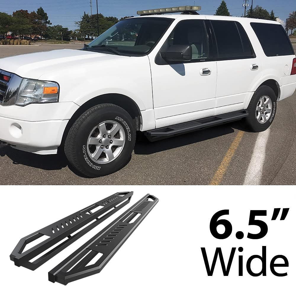 HD Ridez Hybrid Rocker Steps Steel Armor Compatible with Ford Expedition 2003-2017 (Exclude EL Model) (Not Fit Funkmaster Flex Edition) (Nerf Bar Side Steps Side Bars)