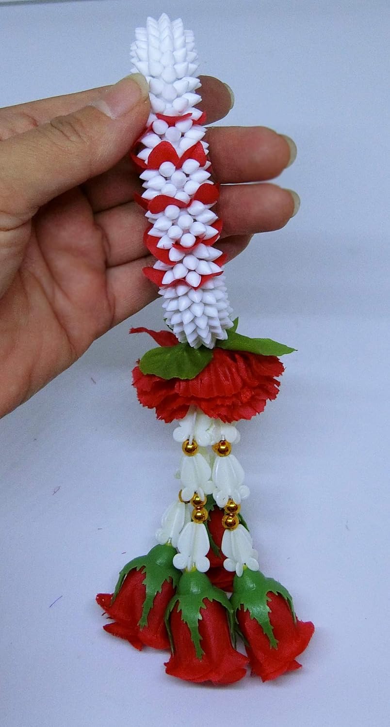 Thai Rose Jasmine Garland Fabric Flowers-Souvenir Plastic Flower Rose Handmade Dia 4”