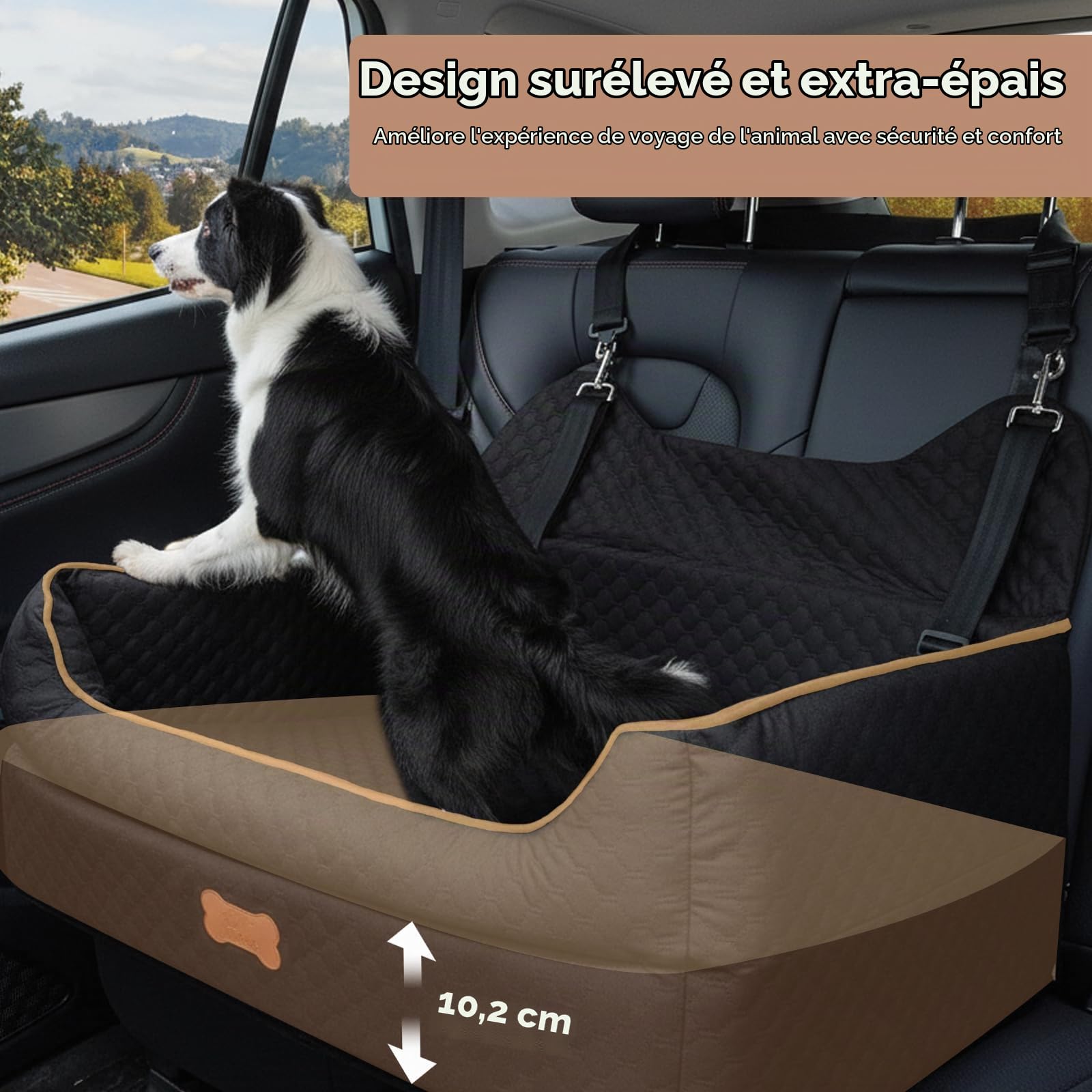 Siège Auto Chien Extra Stable, Siège de Voiture Renforcé | avec Sangles de Fixation et Ceinture de Sécurité, Jusqu’à 26 kg pour Chiens de Grande Petite à Moyenne Taille