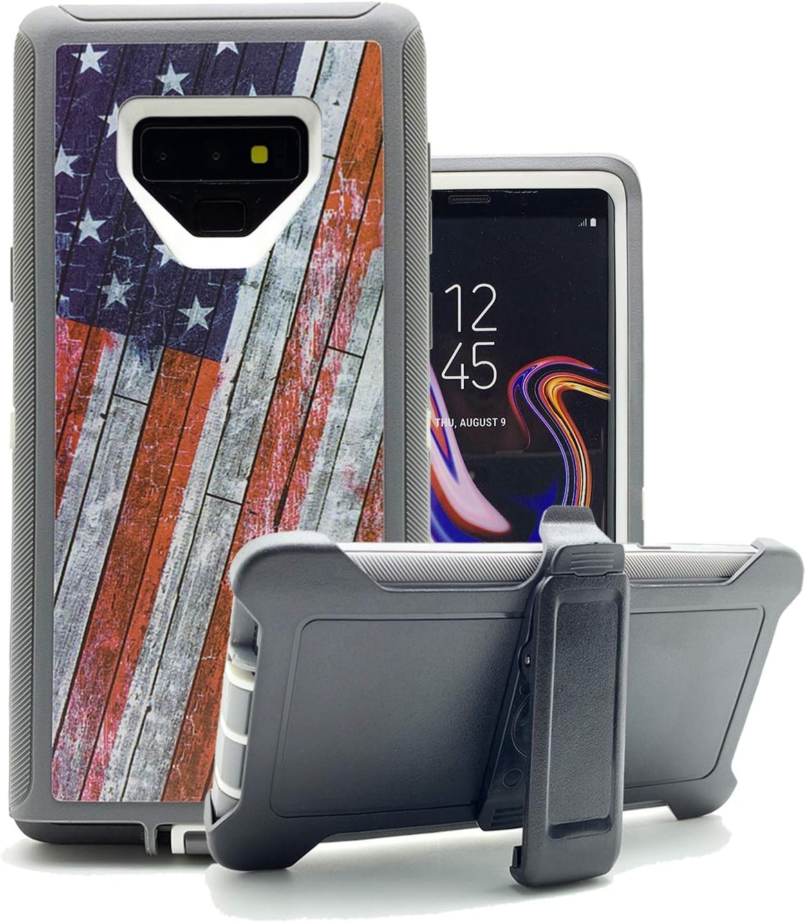 Galaxy Note 9 Cases, Harsel Heavy Duty Defender Camouflage High Impact Resistant Shockproof Rugged Military Grade Durable Protective Case Cover with Belt Clip for Samsung Galaxy Note 9 (American Flag)