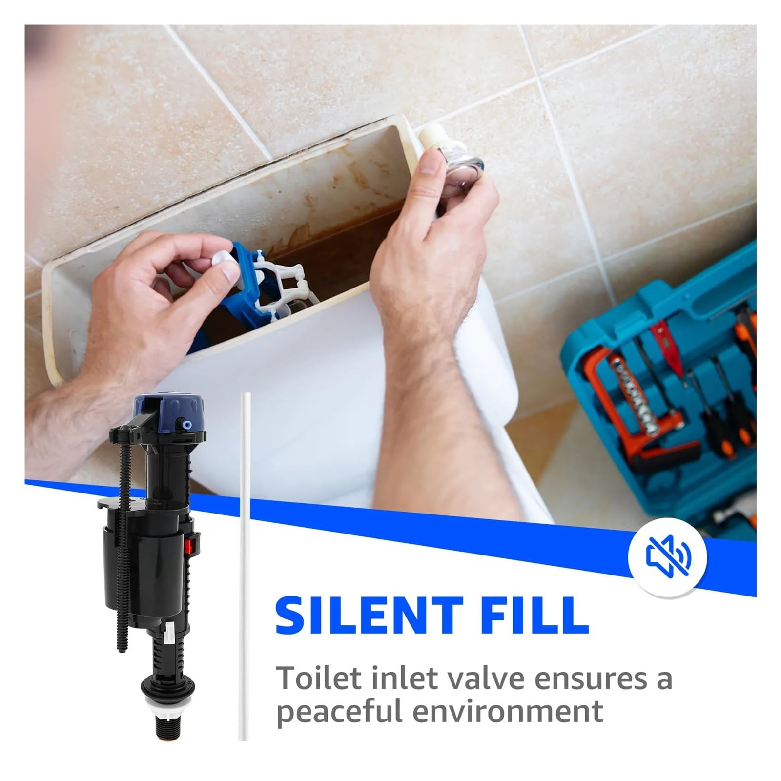 Fluxómetro manual para inodoro Accesorio De Repuesto For Válvula Llenado Inodoro Baño, Diseño Silencioso Y Ajustable