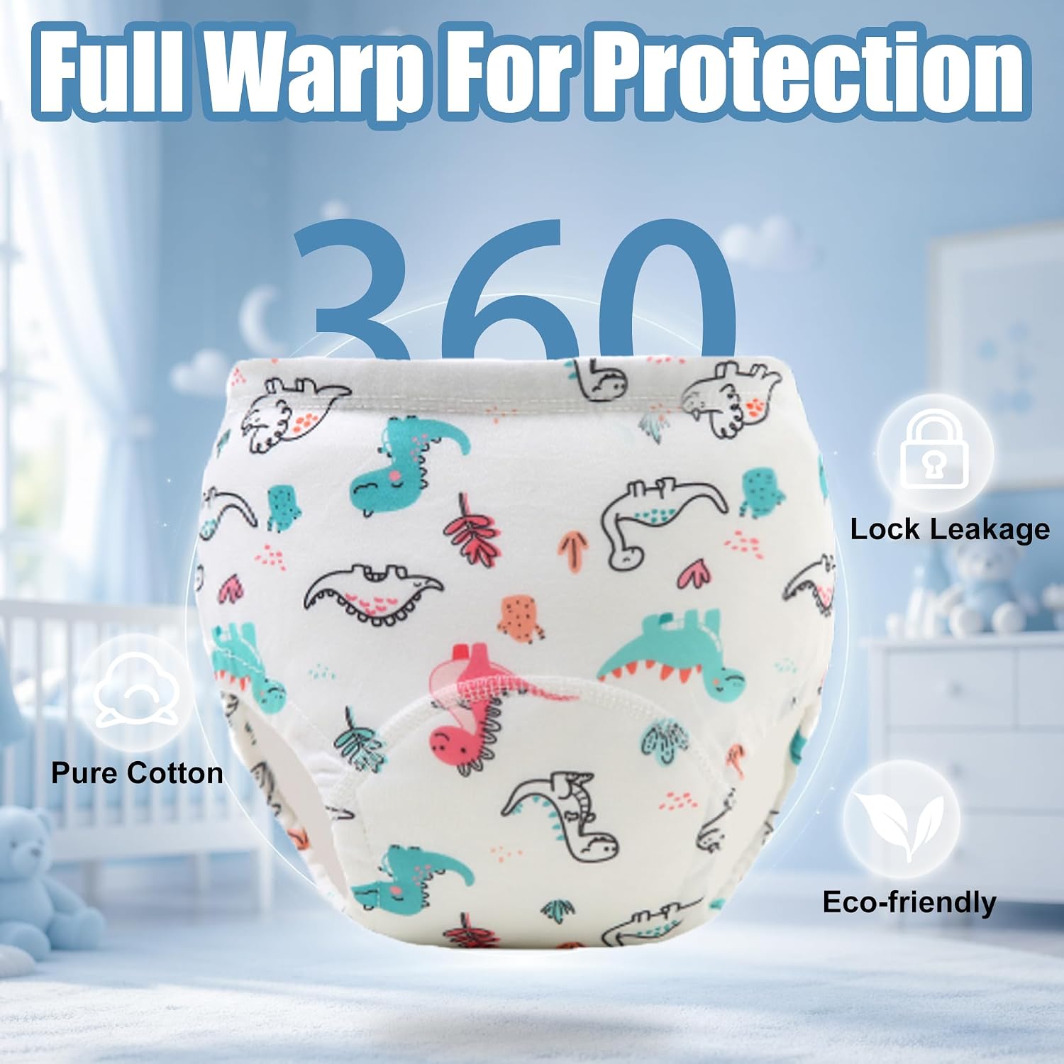 Potty Training Underwear for Boys Girls, Toddler Training Pants with Absorbent Cotton Layers, Leakproof Reusable Potty Underwear, Unisex Toilet Training Underwear for 2T-4T
