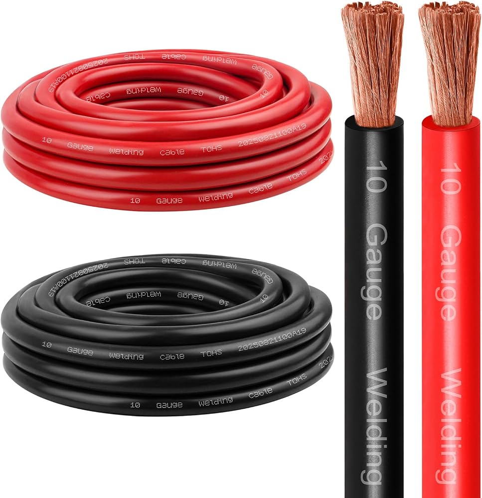 10 Gauge Battery Cable, 10FT Red + 10FT Black — 사진 1
