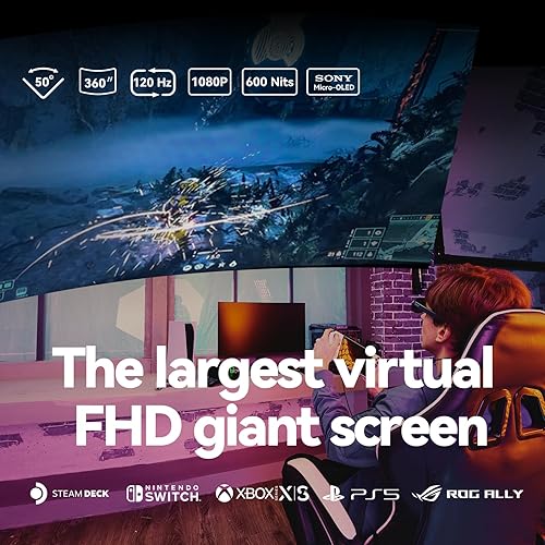 Miniatura 3 de Rokid Max AR Glasses, Smart Glasses with 360'' Micro-OLED Virtual Theater, 50 FOV, 600nits Brightness, HDCP Support & Cloud Gaming and Compatibility