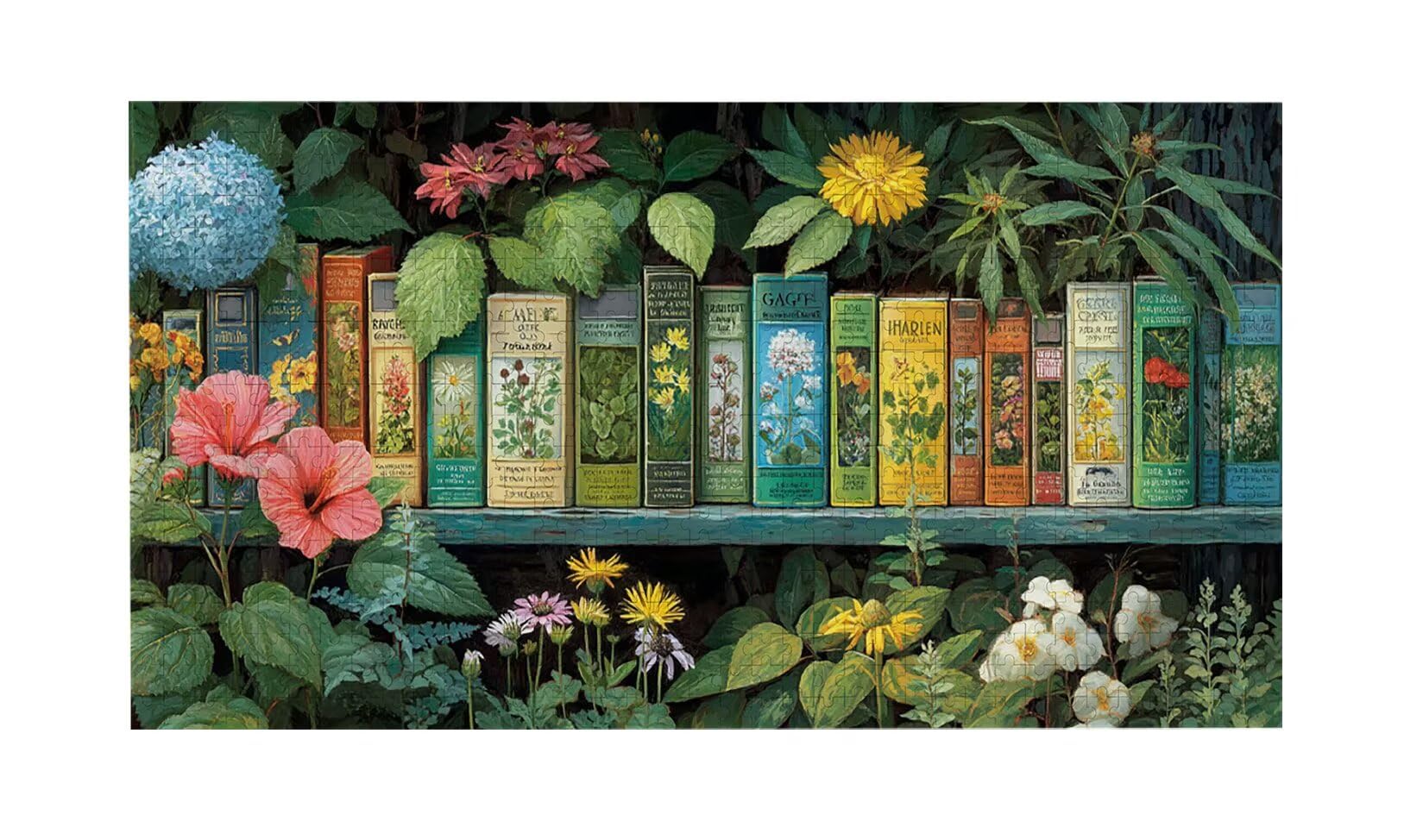 Puzzle para Adultos 1692 Piezas, Estantería de Flores Puzzle, Difícil, Desafiante, Rompecabezas Encajan Perfectamente, Letras en la Parte Posterior, Regalo para Personas Mayores (179x31cm) v-472