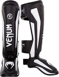 VENUM Elite Standup espinilleras, Unisex, Color Negro/Blanco, tamaño M
