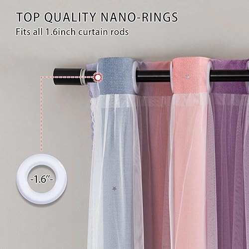 Miniatura 64 de XiDi - Cortinas rosas y grises para dormitorio de niñas, calcomanías de pared de unicornio, cortina verde, oscurecimiento de habitación, opaca, 63