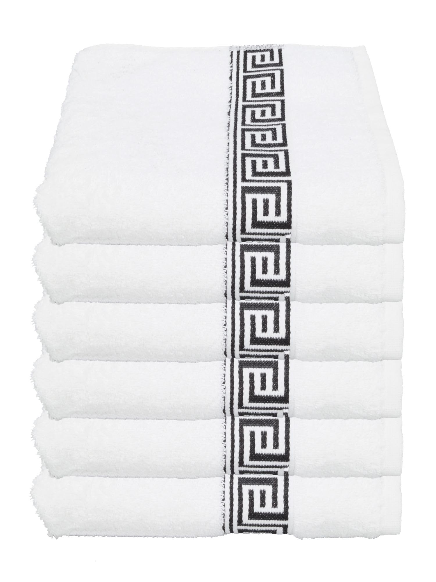 Julie Julsen Lot de 6 serviettes de toilette sans produits chimiques - 600 g/m² - Blanc et noir - 50 x 100 cm - 100 % coton - Certifié Öko-Tex Std 100 - Doux et absorbant - Lavable en machine