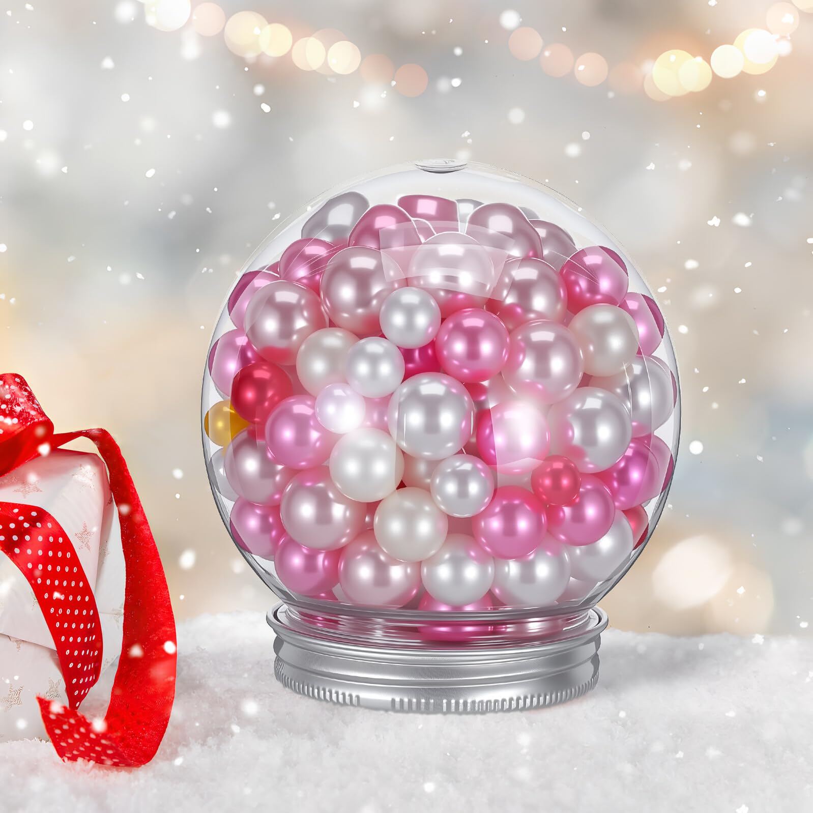 Bola de nieve navideña de plástico transparente para manualidades y decoración festiva DIY