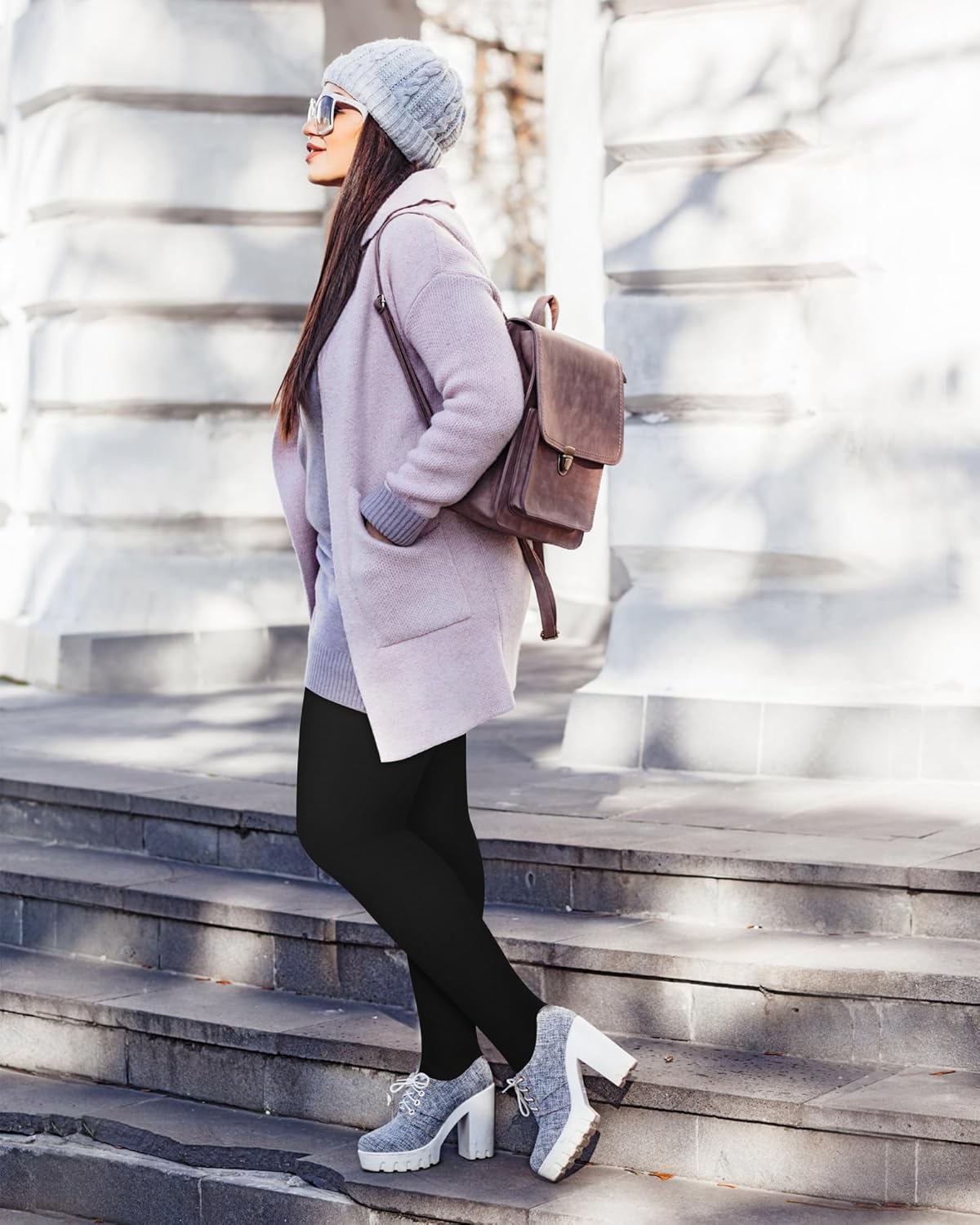 Foaincore 4 Pairs Plus Size Fleece Lined Tights Women Fleece Lined Leggings Translucent Winter Sheer Tights Warm Pantyhose - Image 4