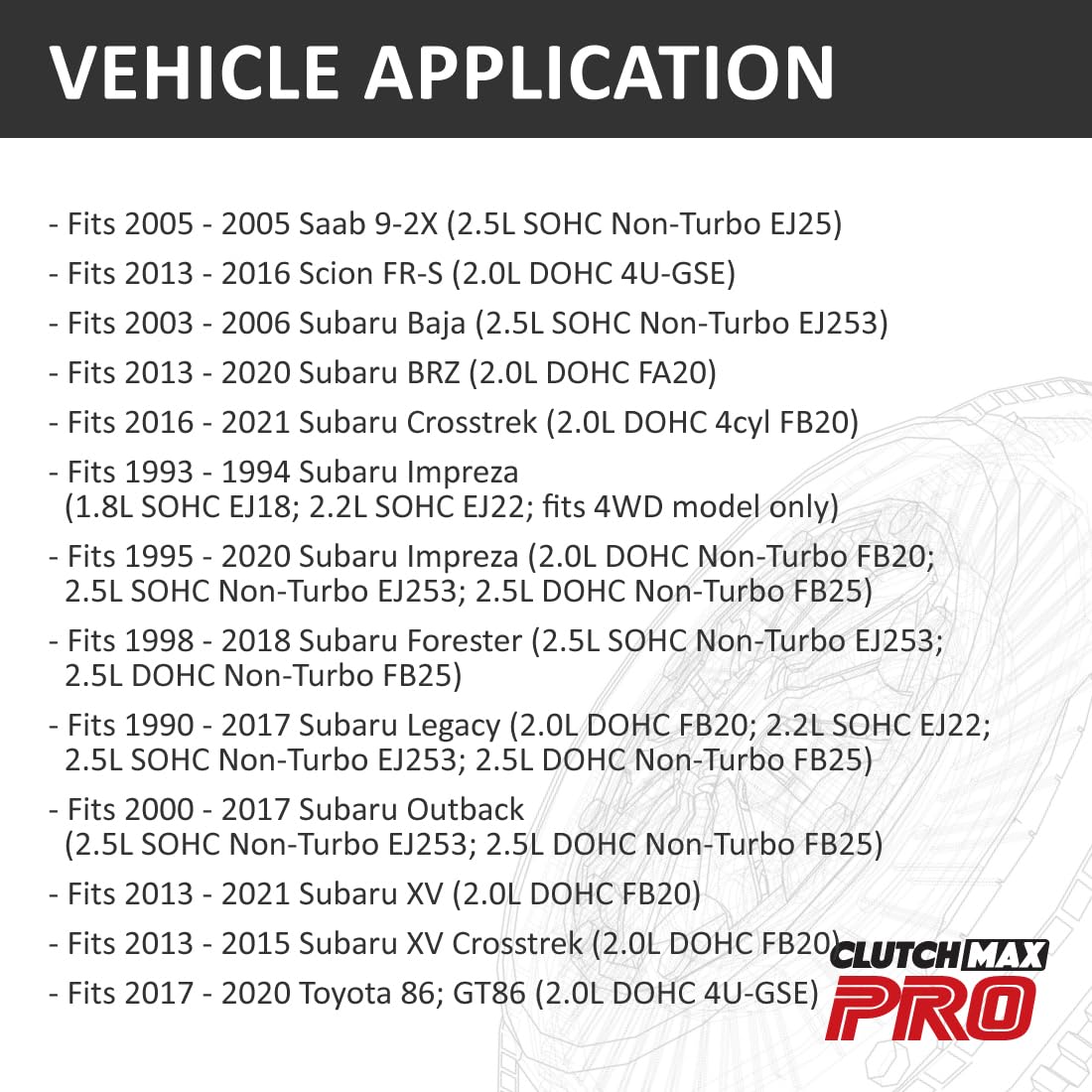 ClutchMaxPRO Clutch Throwout Release Bearing & Repair Sleeve Kit Compatible with 1998-2017 Subaru Baja BRZ Crosstrek Impreza Forester Legaxy Outback Scion FR-S Toyota 86 Saab 92X (CPRB0904SK)