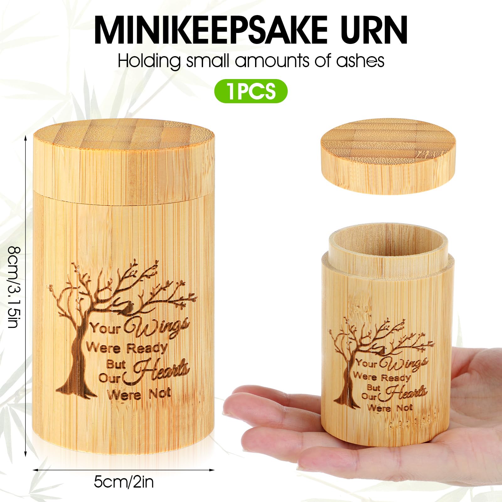 Wooden Urns for Human Ash Small Urns for Human Ashes Keepsake with Tree and Wish Word - Image 2