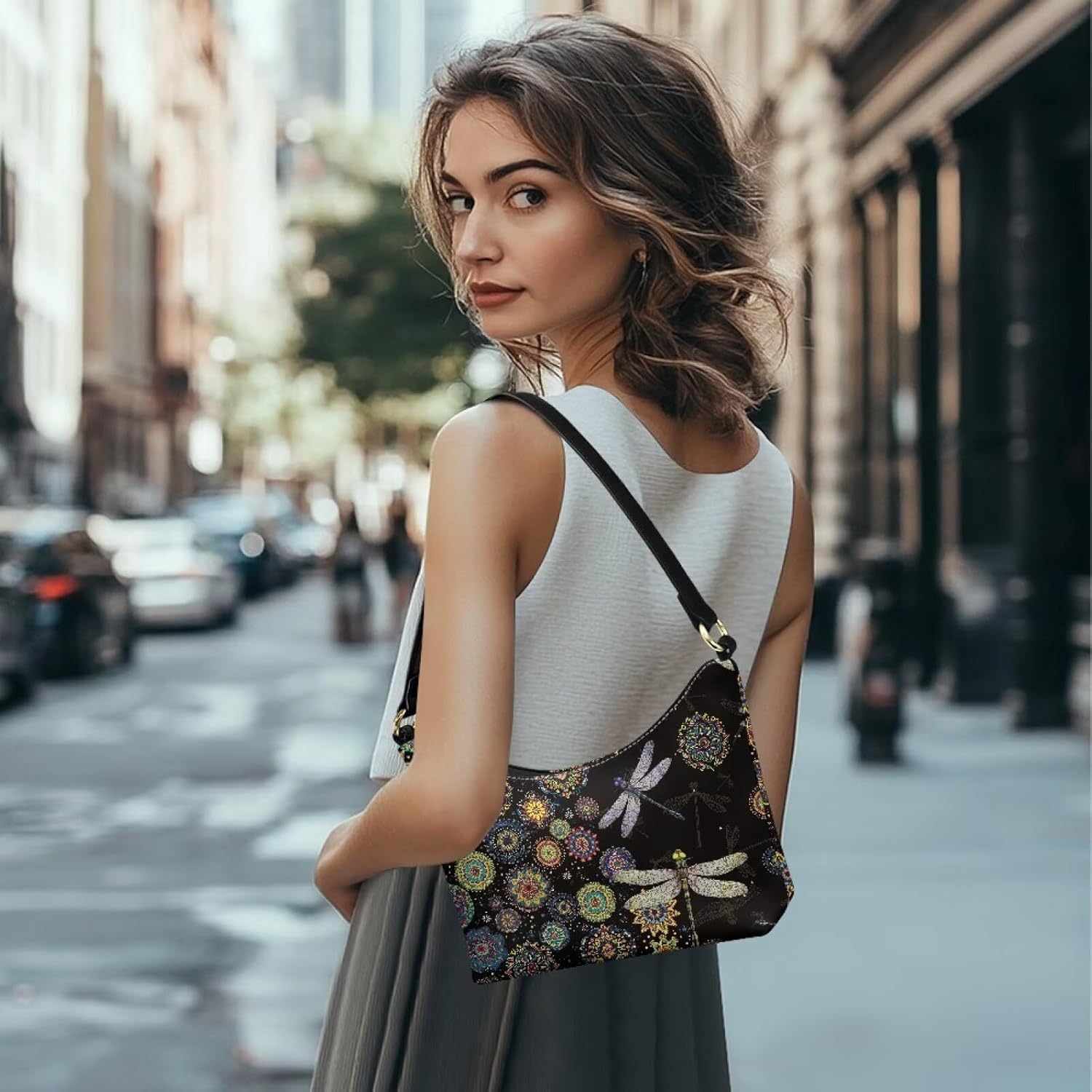 BLeather Underarm Bag for Women Shoulder Handbag with Zipper Fashion Travel Purse - Image 2