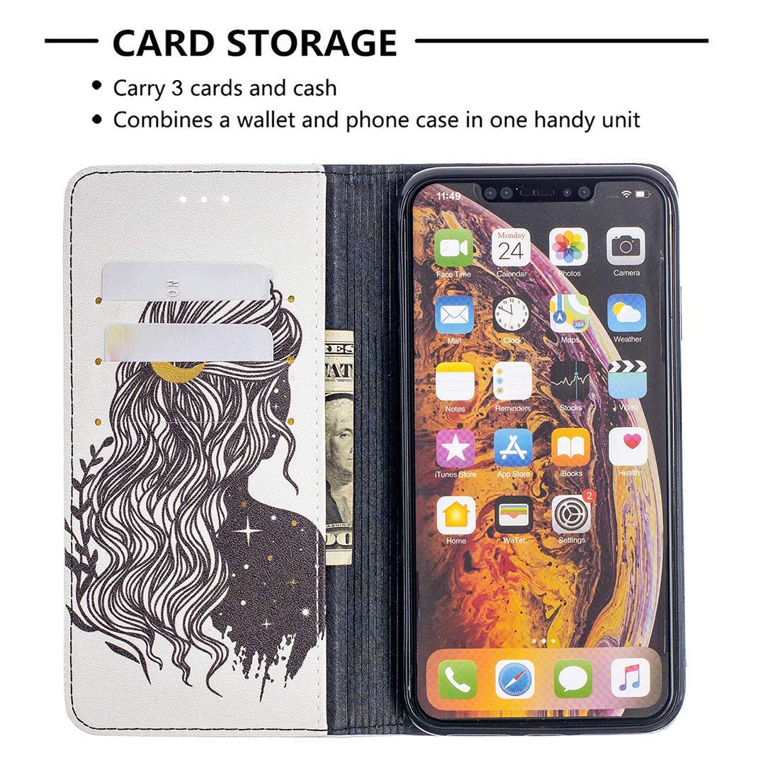 LEMAXELERS Galaxy S10 Lite Custodia Cover Portafoglio,Custodia Galaxy S10 Lite Pittura colorata Wallet Shock-Absorption Magnetica Supporto Protettiva Leather Flip Cover,AC Back Girl