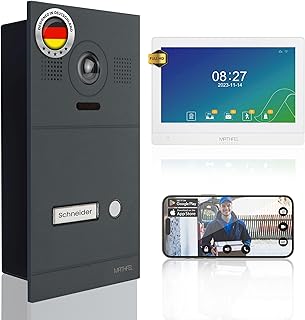 Mathfel 2-Draht IP Video-Türsprechanlage mit Türöffner – Full-HD Kamera, 10" Monitor & App-Steuerung – Smarte Video-Türklingel mit Gegensprechanlage (Anthrazit, 1 Klingeltaster (10 Zoll Monitor))
