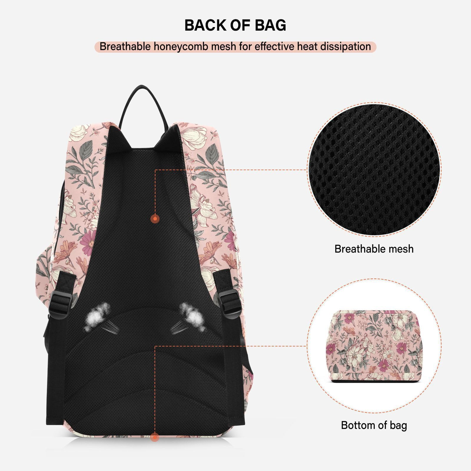 junzan Mochila para raqueta de tenis, resistente al agua, 3 raquetas de bádminton, funda para raqueta de bádminton, para hombres y mujeres, tenis, deporte, vintage, flores, melocotón