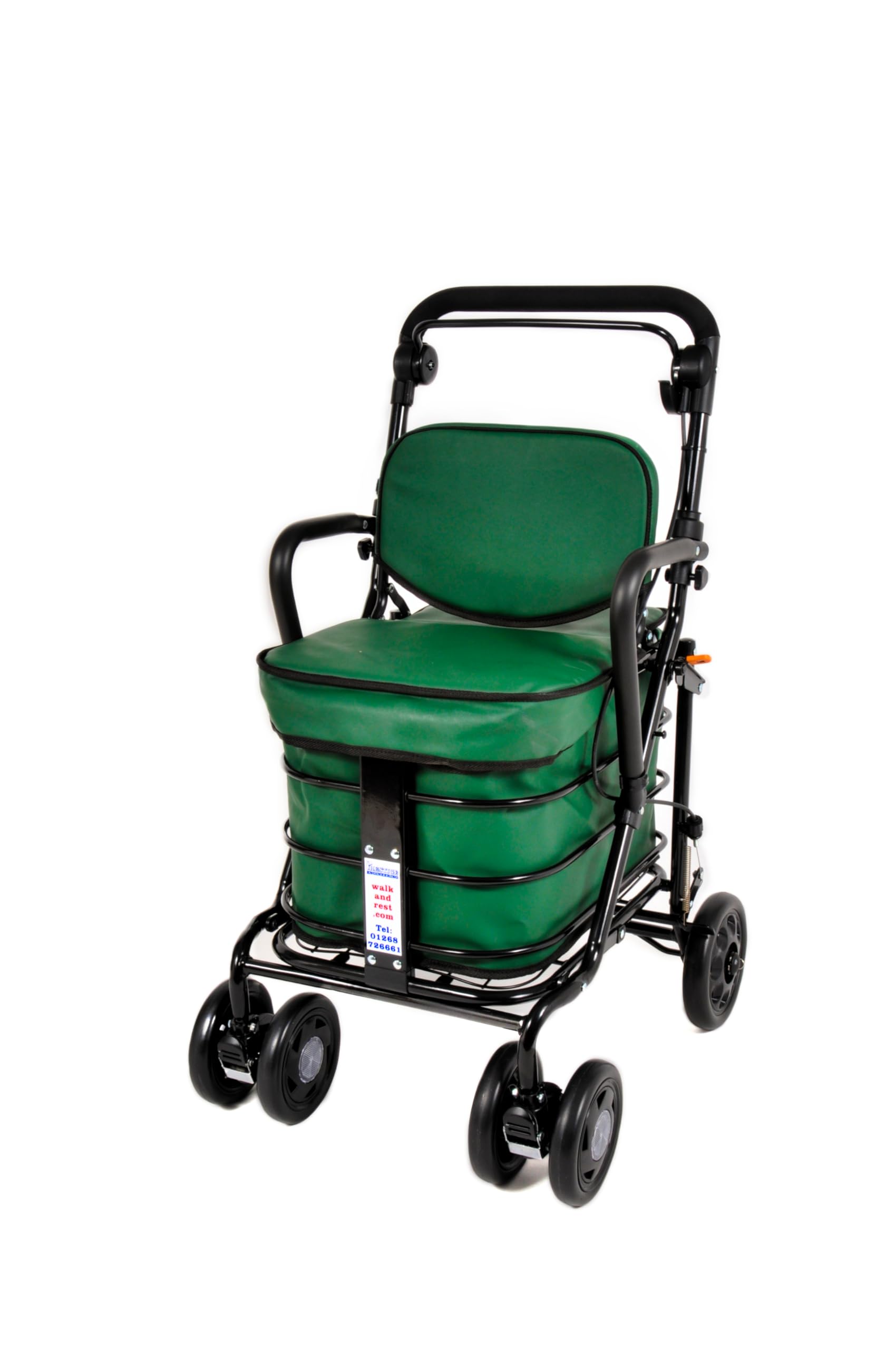 Prestige Walk and Rest Royal Shopping Trolley with Seat & Armrest/Walking frame/Seated Mobility Trolley/Stroller/Walking Trolley (FULLY ASSEMBLED in UK READY TO USE!) (Forest Green)