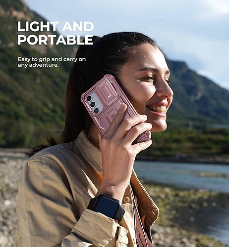 Vista 145 de Dexnor Funda para Samsung Galaxy S24 Plus con cubierta deslizante integrada para cámara, protector de pantalla y soporte, a prueba de golpes, funda