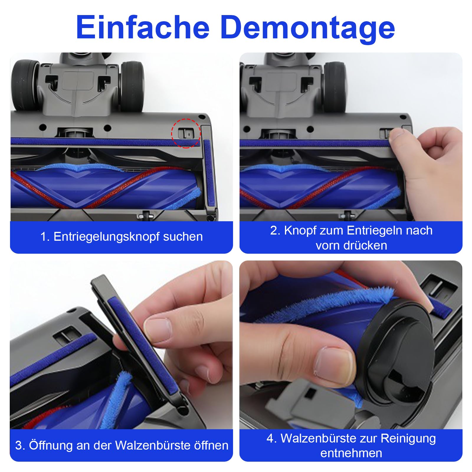 Bürste Kompatibel für Dyson V7 V8 V10 V11 V15 Staubsaugern Ersatzteil Bodenbürste, Direktantrieb Reiniger Kopf mit Staubdetektionsfunktion, Austauschbarer Bürstenkopf für Parkett/Hartböden/Teppiche
