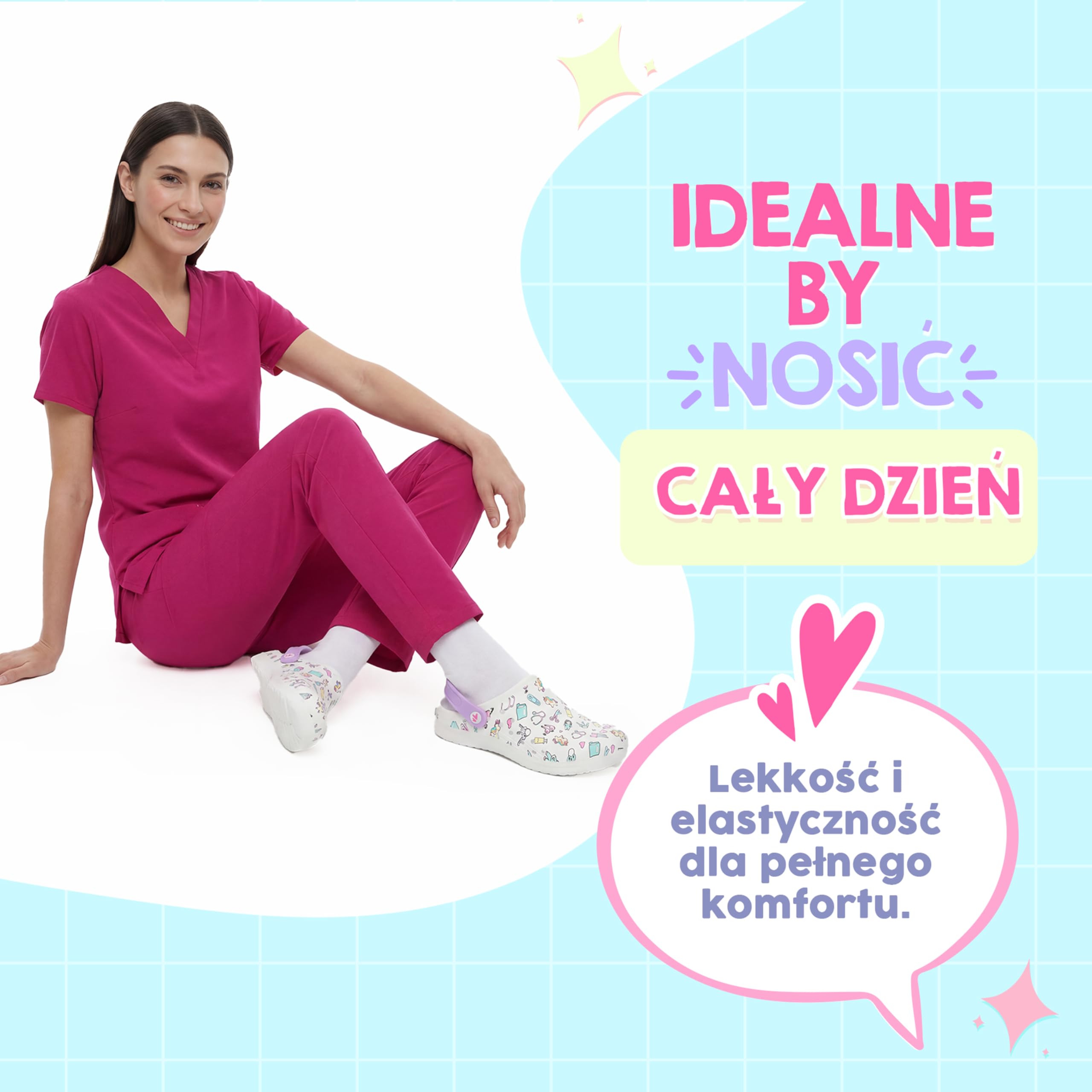 Nurse is Love Chodaki zdrowotne - Ortopedyczne buty zdrowotne z zabawnymi wzorami | prezent dla pielęgniarki