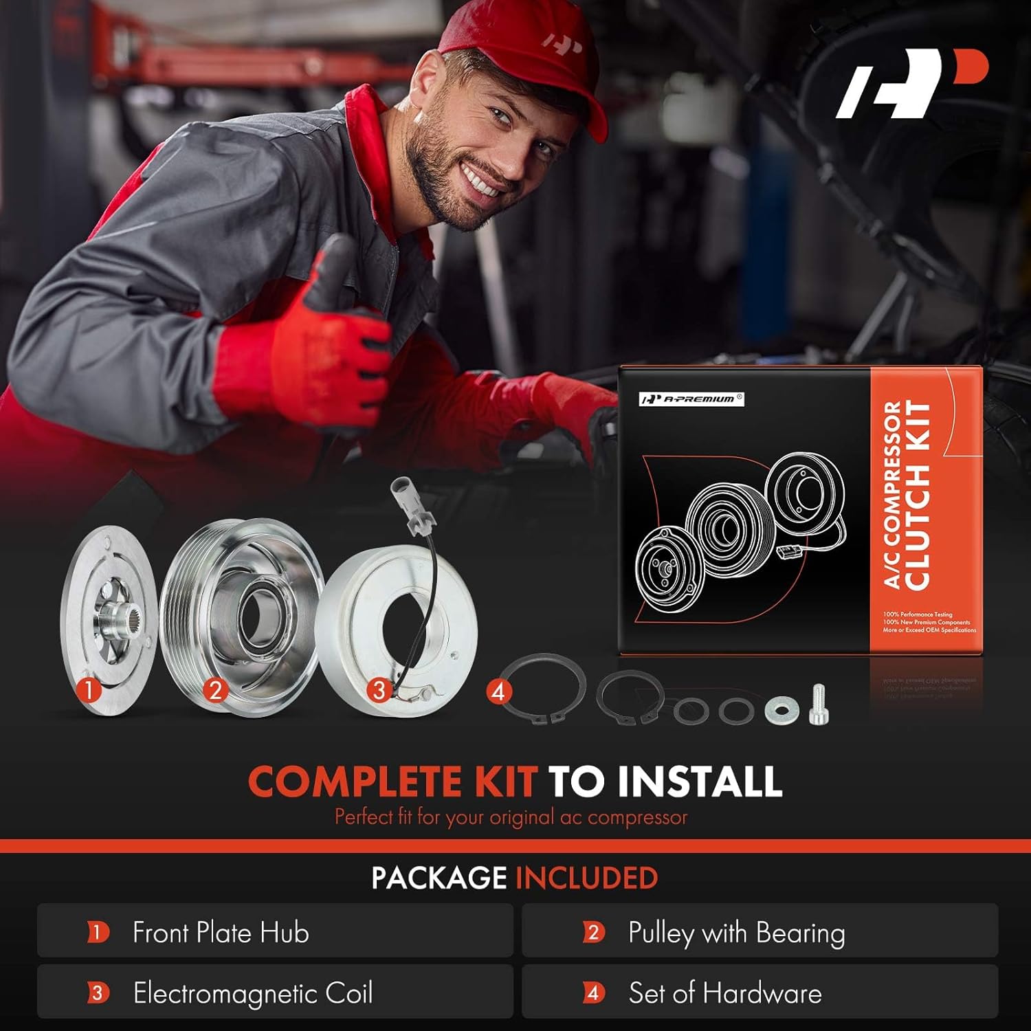 A-Premium Air Conditioner AC Compressor Clutch Kit Compatible with Mitsubishi Mirage 2014-2015 2017-2022, Mirage G4 2017-2022