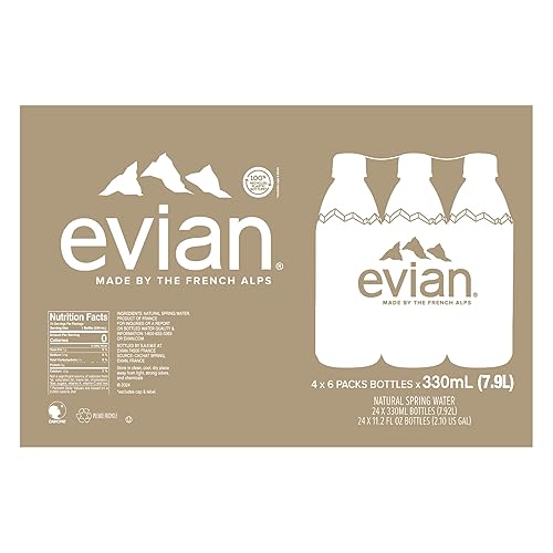 Miniatura 15 de Evian Agua de manantial natural de 330ml/ 11.2 fl oz (paquete de 24) minibotellas, botellas de agua de manantial filtradas naturalmente pequeñas