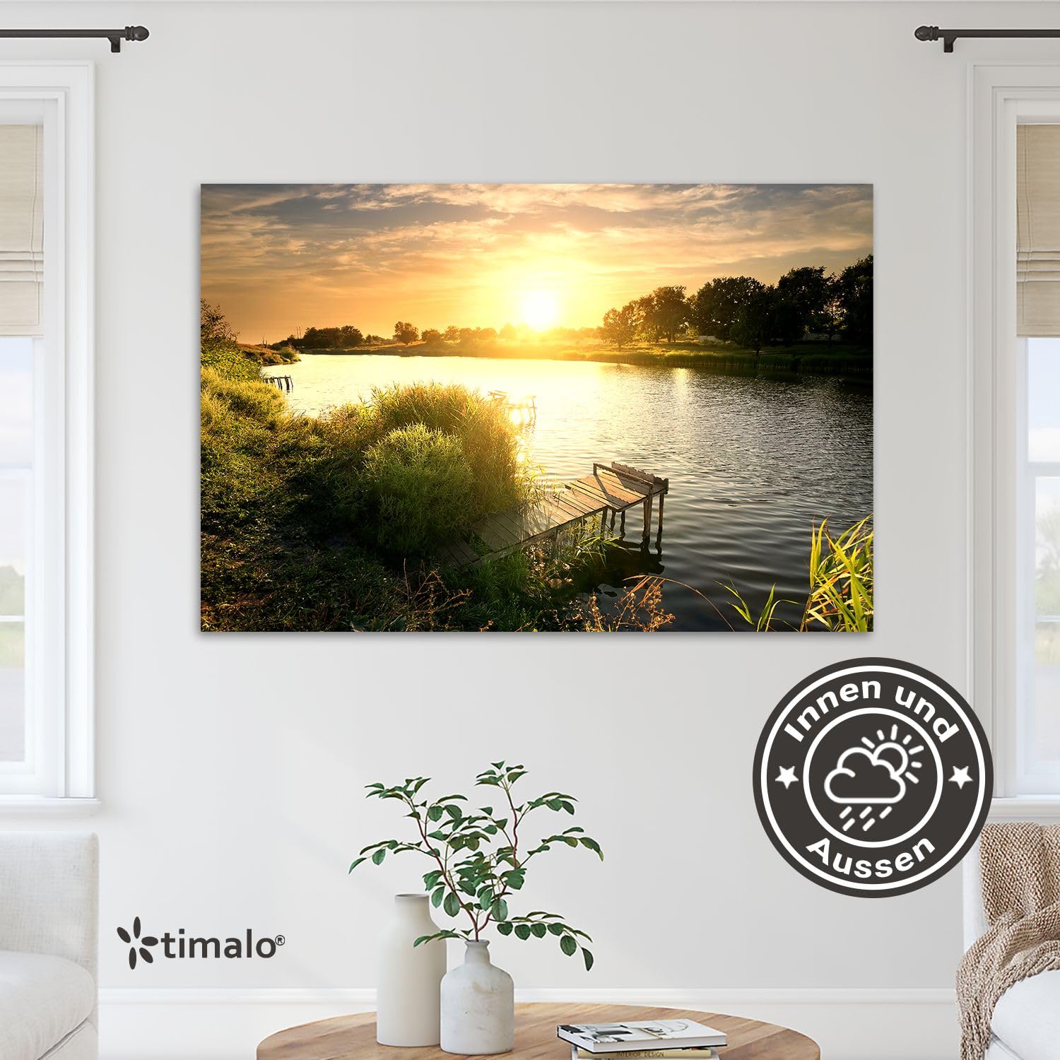 timalo Küchenbild aus Acrylglas modernes Wandbild Glasbild Deko Küche XXL Bild wie Glas | 140x50cm See Abend Wald, Sonnenuntergang, Natur, Wasser