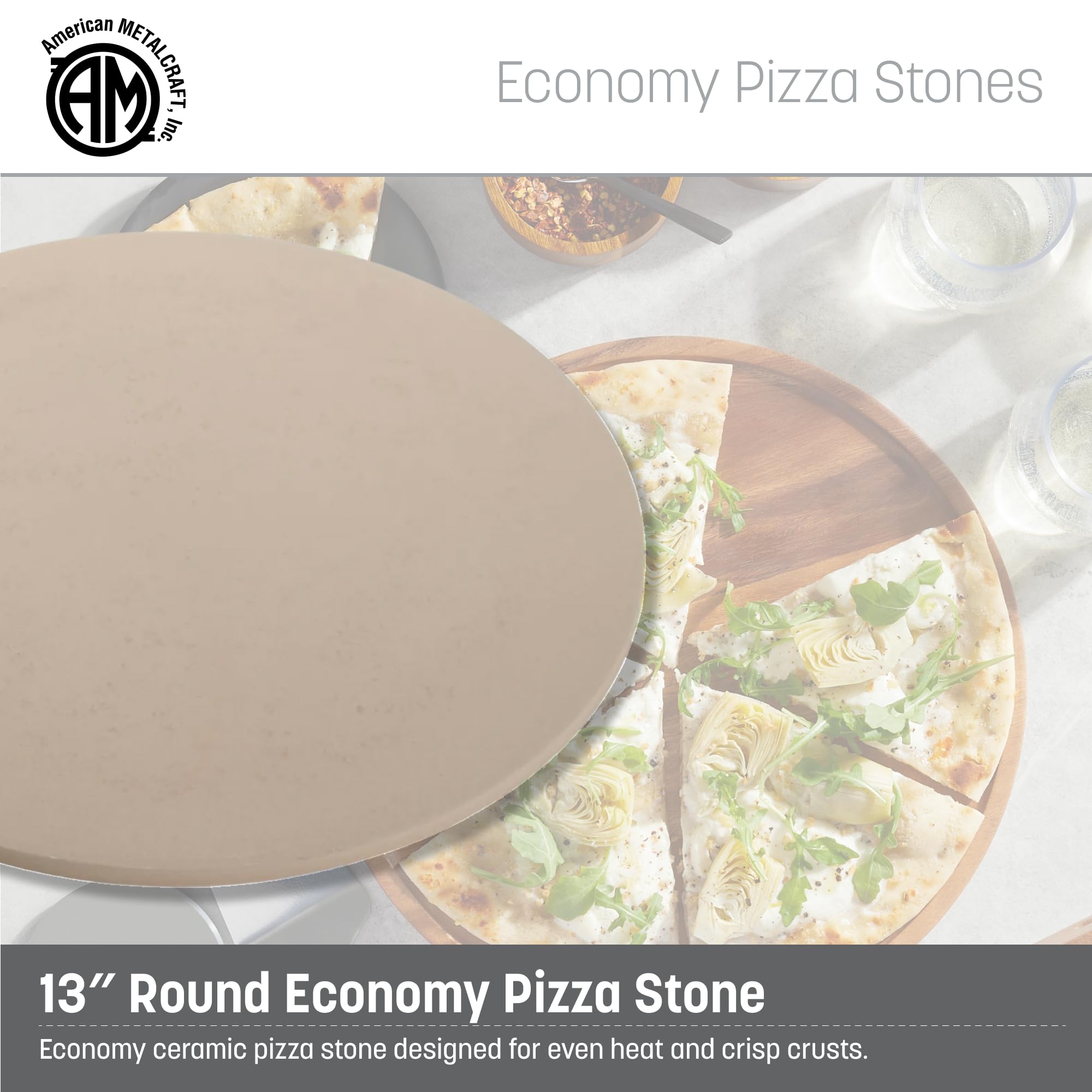 Metalcraft Americano (stone13) 13 "Redondo economía Pizza Piedra