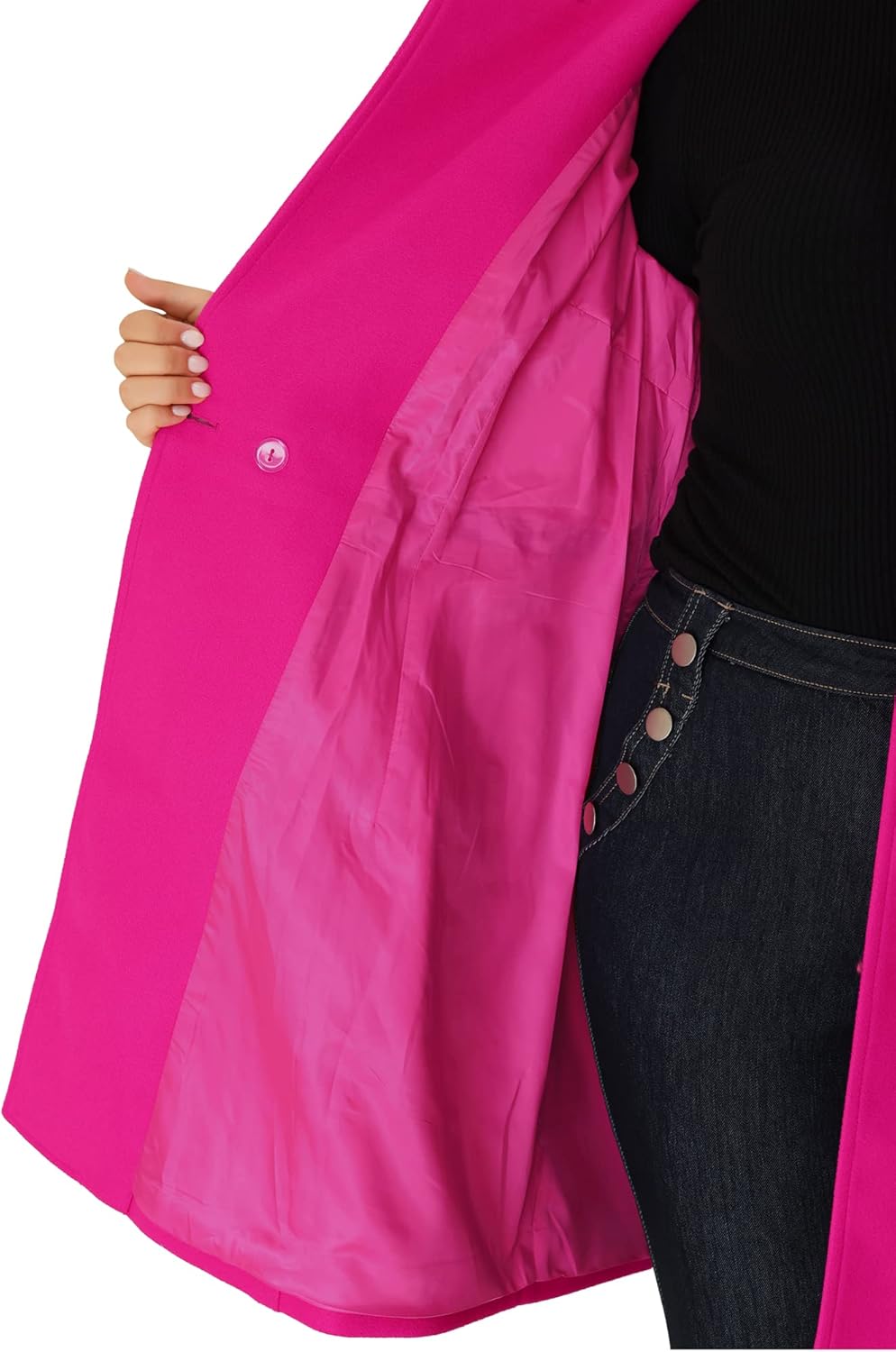 Inside Look at the Agnes Orinda Double Breasted Trench in Fuchsia