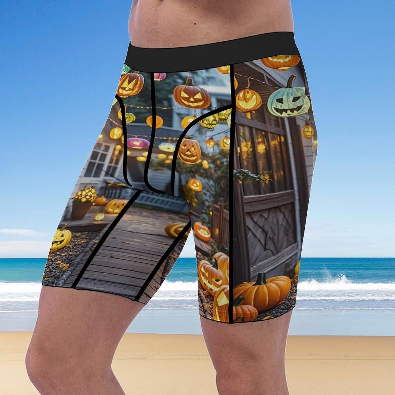 Pumpkin Skewers Compression Shorts Men Spandex Sport Shorts Workout Performance Baselayer Underwear