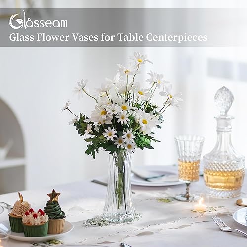 Miniatura 2 de Glasseam Jarrón de cristal para decoración del hogar floreros transparentes para sala de estar, cocina, baño, mesa de boda, centros de mesa 7.5