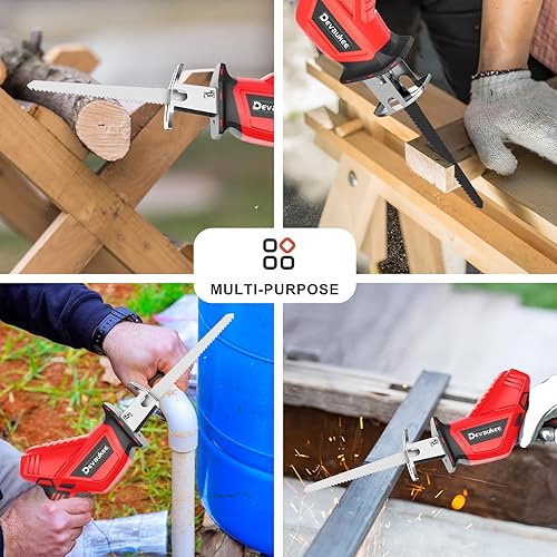 Miniatura 7 de Sierra recíproca inalámbrica de 20V 2.0Ah alimentada por batería, 0-3500SPM Sawzall eléctrico con 4 hojas, velocidad variable, cambio de hoja sin