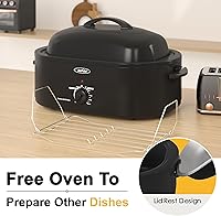 Vista 3 de Sunvivi Horno asador eléctrico de 18 cuartos de galón con tapa autohilvanada, horno asador de pavo bufé con bandeja extraíble, asas frías al tacto