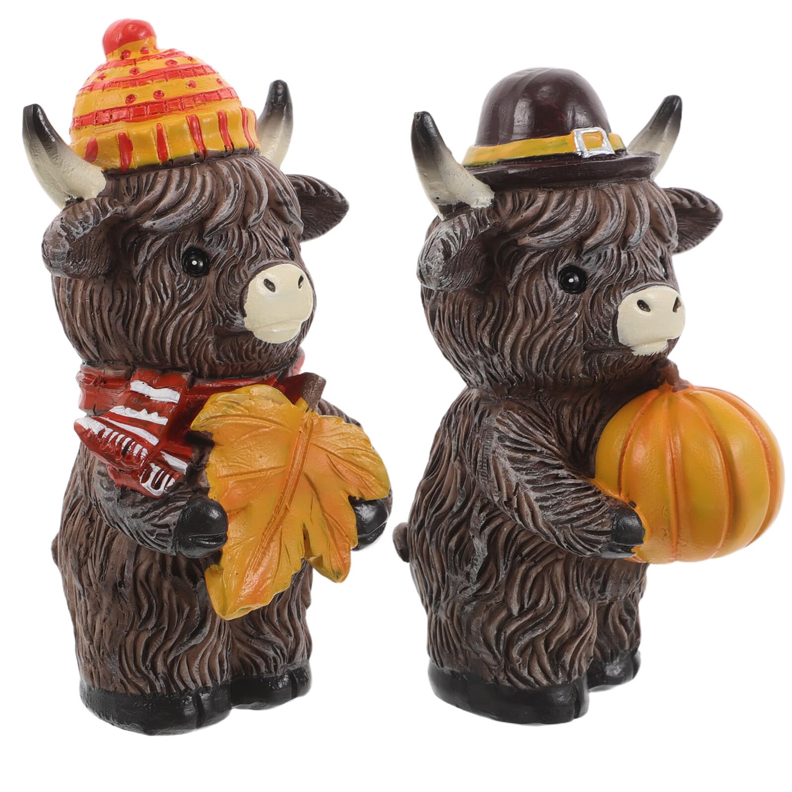 Figurines de Vaches Highland en résine citrouilles miniatures déco Halloween Thanksgiving