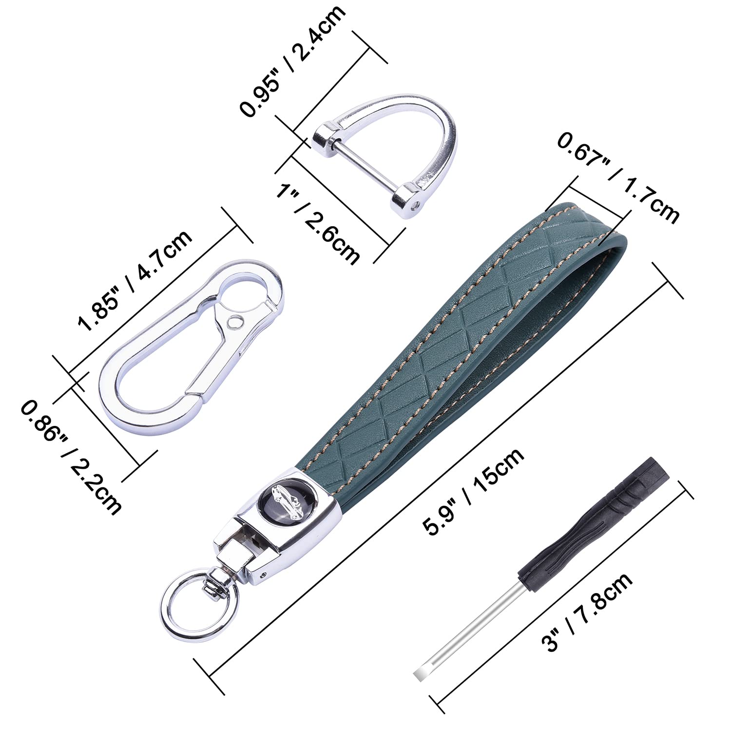 SEIWEI Portachiavi Uomo In Acciaio Inox E Pelle PU - 2 Pezzi, 7x2 Cm, Anello 3 Cm, Clip A Scatto Rimovibile - Antiruggine, Portachiavi Da Auto Elegante