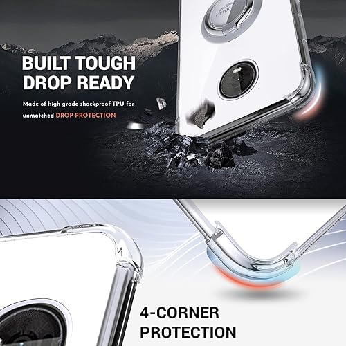 Miniatura 3 de Silverback Funda transparente para Moto Z4 con soporte de anillo, TPU suave de protección contra golpes, amortiguador, a prueba de golpes, para