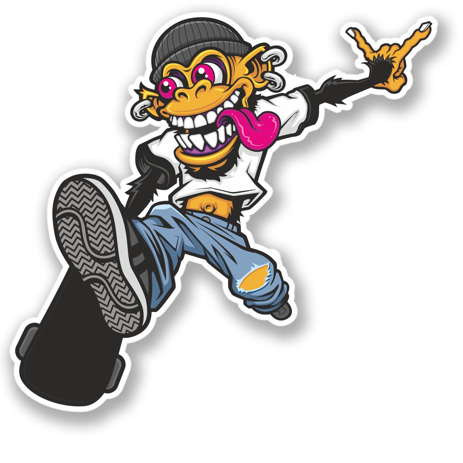 2 x Skate Monkey Sticker Car Bike Bike Laptop Decal Skateboard Kids Boys #4247 (10cm Wide x 9.4cm Tall)