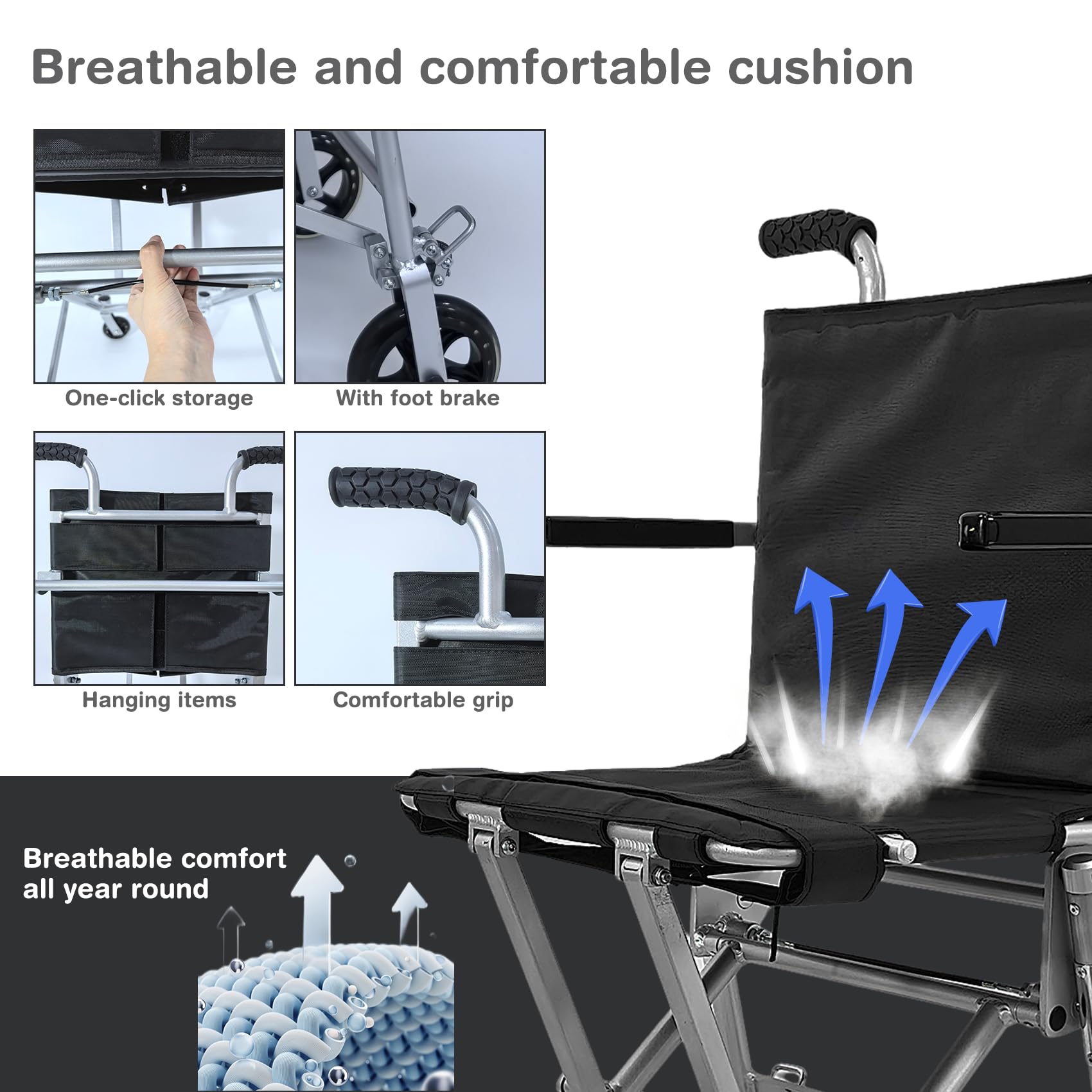 Lightweight Folding Wheelchair - Portable & Travel -6