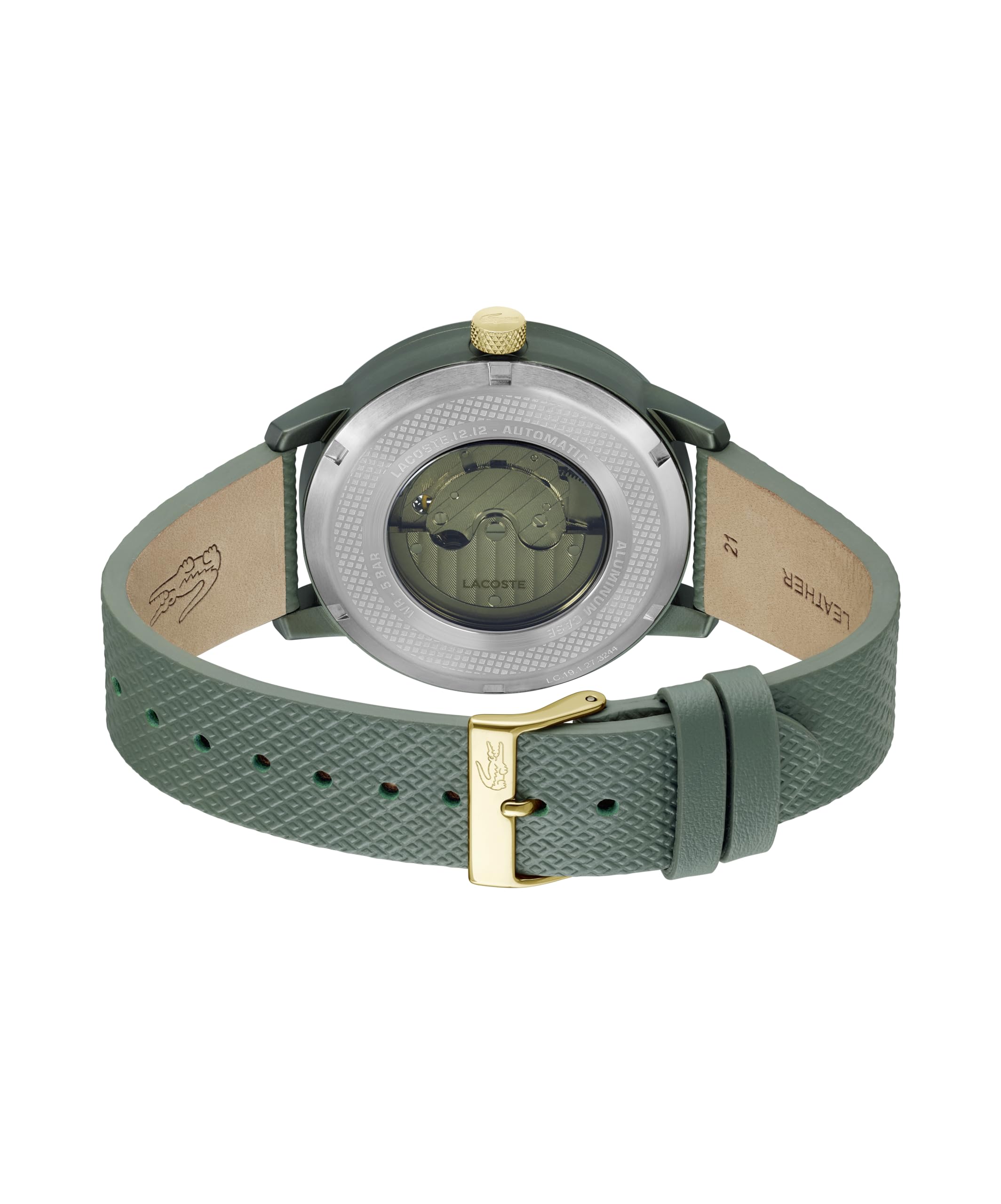 Lacoste.12.12 Men's Automatic Watch - Sporty Leather Strap - Water Resistant up to 5ATM/50 Meters - Self-Winding - Premium Fashion Timepiece - Gift for Him - 44mm