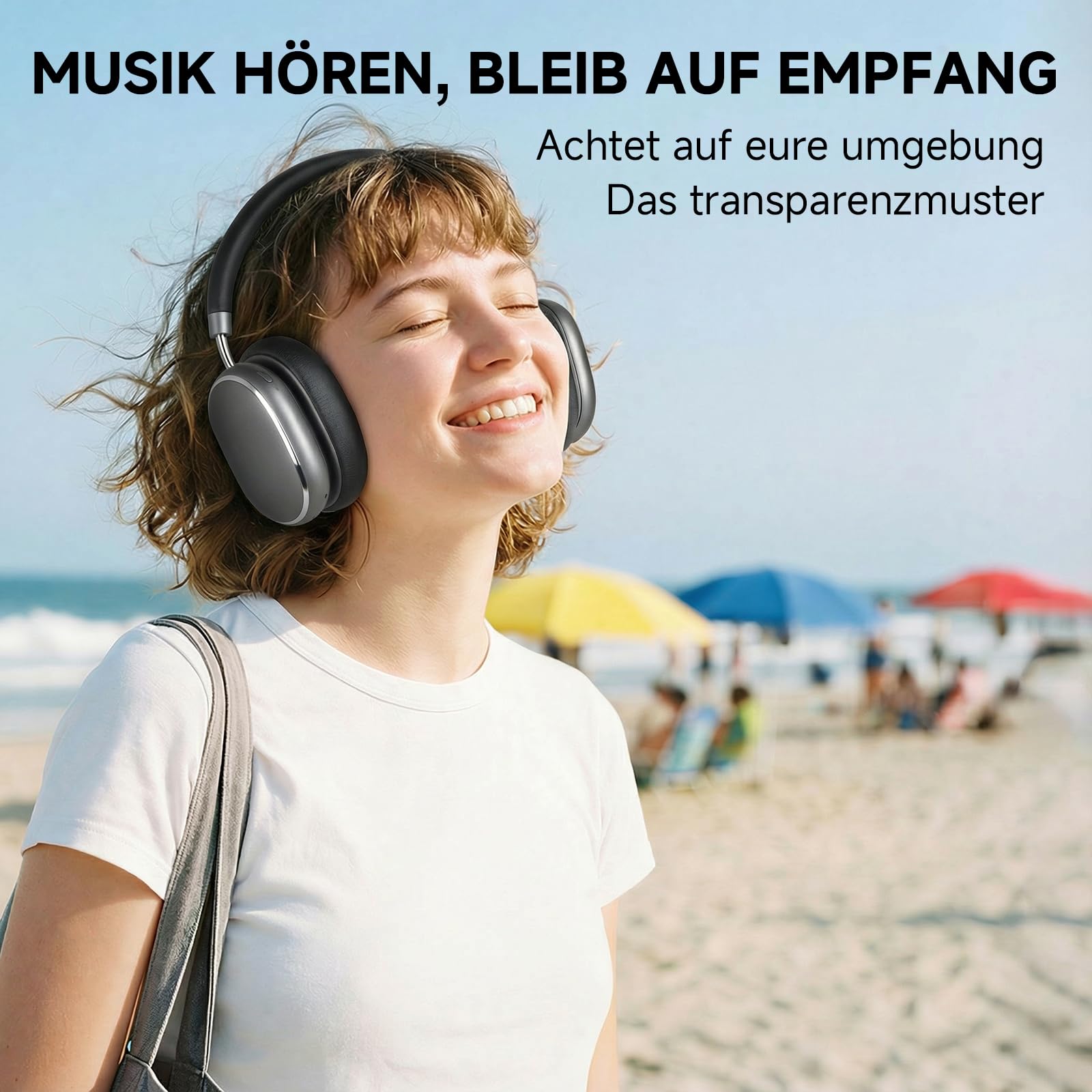 NC95 Kopfhörer Kabellos Bluetooth 6.0,Hybrid Noise Cancelling Kopfhörer mit Drehknopf,120+ Stunden Spielzeit,EQ Personalisierung per App,Geeignet für Reisen und Training