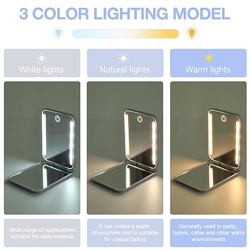Miniatura 4 de Kintion Espejo de bolsillo recargable, material de paja de trigo, aumento 1X3X, espejo compacto portátil, seguridad y protección del medio ambiente,