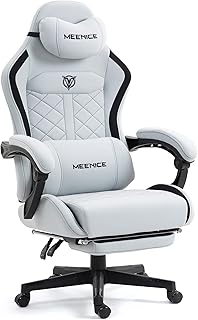 Big & Tall Fabric Gaming Chair — 400 lb Capacity, Pocket-Spring Cushion, Massage Lumbar & Footrest (Gray)