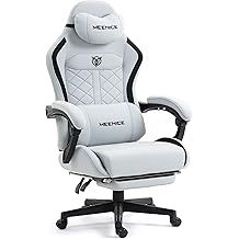 Big and Tall Gaming Chair Fabric with Pocket Spring Cushion, High Back Heavy Duty Gaming Chairs for Adults with Massage Lumbar Support, Ergonomic Computer Chair with Footrest for 400LBS Gray