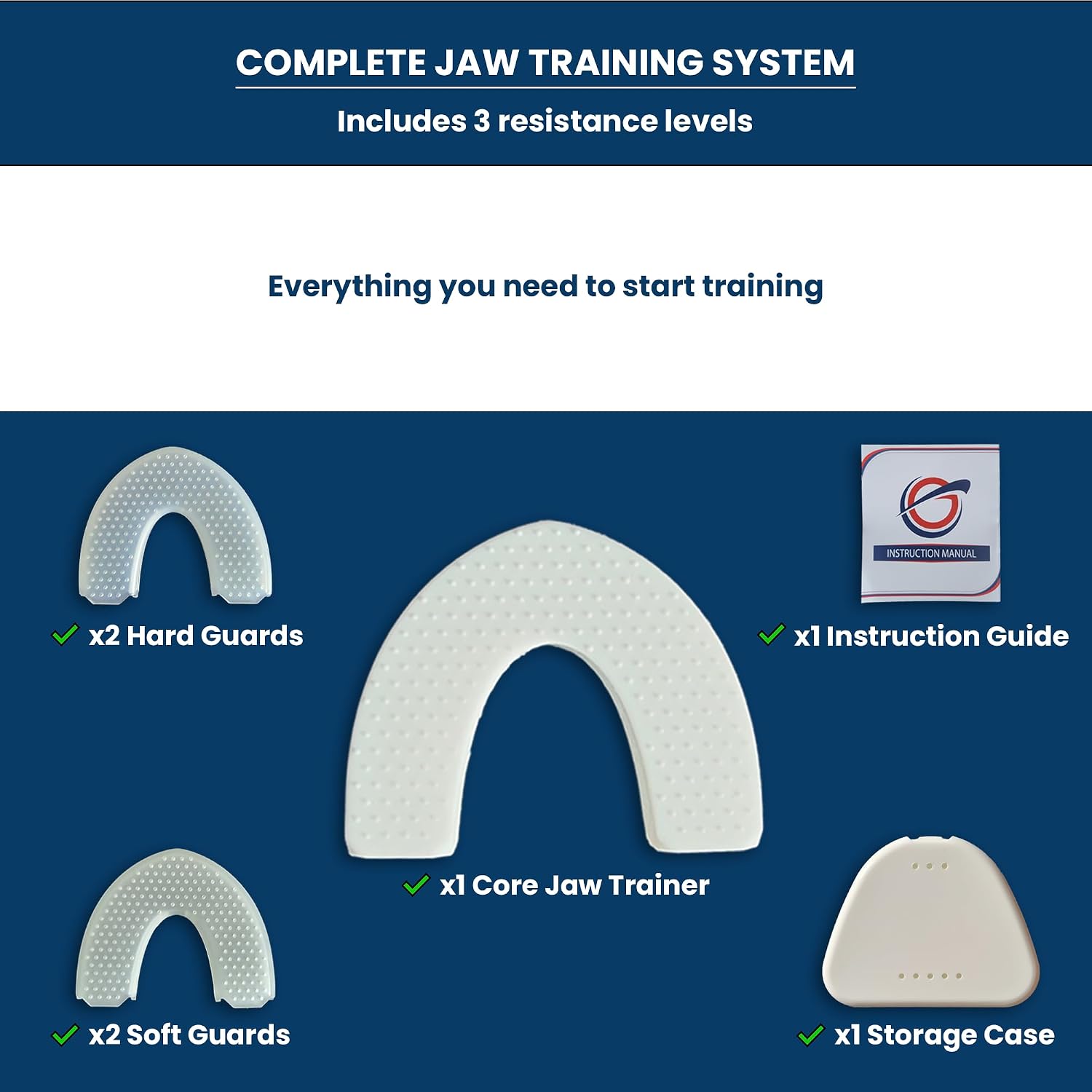 OGS Jaw Exerciser 2.0-40lb Jaw Trainer, Jawline Exerciser with Bite Guards | Face Exerciser for Mewing, Jawline Definer & Facial Muscle Training