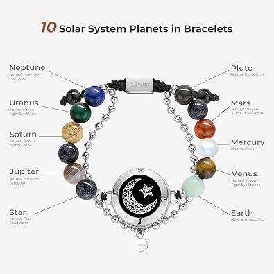 TOTWOO Long Distance Touch Bracelets for Couples, Smart Light up & Vibration for Love Couples Healing Stone Bracelet | Long Distance Relationship Gifts for Girlfriend Bluetooth Pairing Jewelry