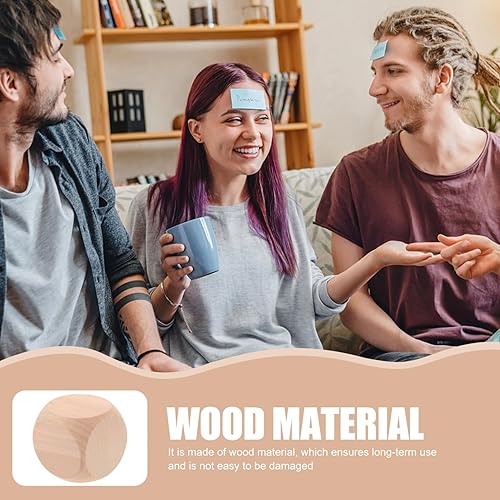 Miniatura 4 de EXCEART Dados de madera en blanco, 3 piezas de bloques cuadrados sin terminar, cubos de madera de 6 caras con esquinas redondeadas para proyectos de